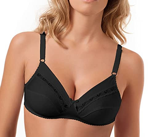 Reggiseno classico Sièlei 90 senza ferretto 100% cotone (7, Nero)