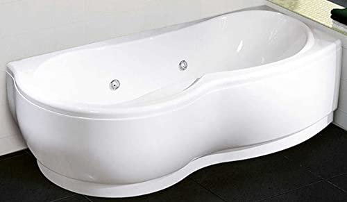 Novellini Venus Vasca Bagno Hydro 170x70/85 H55 cm Idro Laterale 6 Jets Forma Esterna Tonda Semicircolare Asimmetrica Interna Otto Destra Telaio Pannello Colonna Erogatore Display Acrilico Bianco