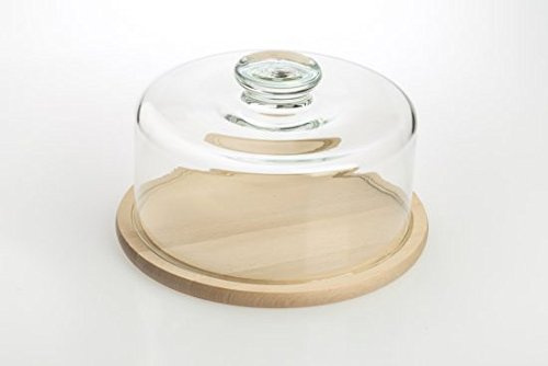 Edwanex Cheese Or Cake Dome 27.5 cm x 16.5 cm With Wooden Serving Cutting Board