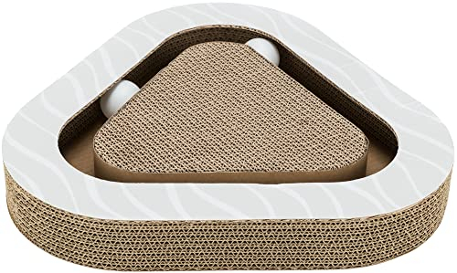 TRIXIE 48009 Kratzpappe mit Bällen, Katzenminze, 36 × 5 × 36/36 cm, braun