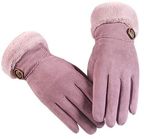 Winter Reithandschuhe,Warm und Winddicht Winterreithandschuhe, Damen Handschuhe Echt Leder Touch Screen Gefüttert aus Kaschmir Wolle Fingerhandschuhe, Valentinstag Geeinget für Damen (Lila-1, A)