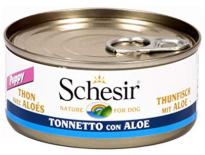 Schesir, Feuchtnahrung für erwachsene Hunde mit Bonito und Aloe in weichem Gelee (18 Dosen à 150 g)