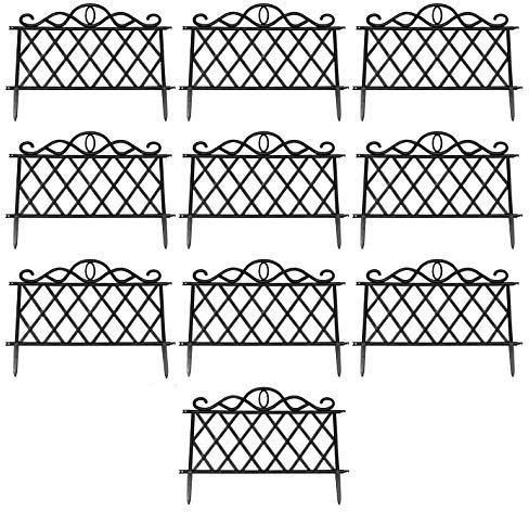 Selections Black Plastic Lawn Edging Lattice Panels for Garden Paths and Borders - Pack of 10