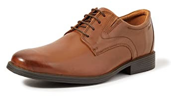 Clarks Whiddon Plain, Derby snörskor för män, Mörkt solbränna läder 2, 43 EU bred