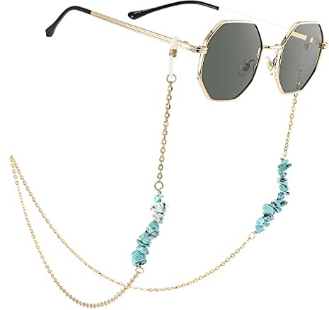 Bohend Boho Türkis Sonnenbrillen Kette Gold Bohemien Brillenkette Frauen Brillenzubehör Zum Brillen und Sonnenbrillen