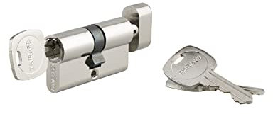 THIRARD - Cilindro di Serratura a Pomello 5G STD Emergenza - Nichelato - Sicurezza Anti-Strappo, Anti-Trapano - 30 x 30 mm - Grigio - Con 3 Chiavi Dentate