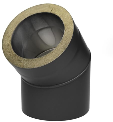 raik Rauchrohrbogen/Ofenrohrbogen 45° Coltherm Doppelwandig mit Isolierung Durchmesser 150 mm Stahlblech Schwarz SH30011491-sw
