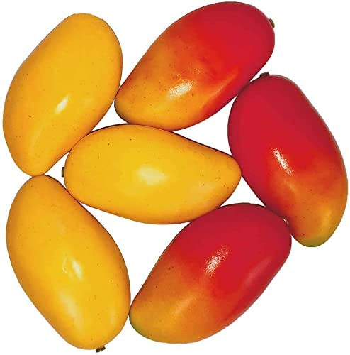 Ulalaza - Lote de 6 frutas artificiales realistas de mango para decoración de casa, cocina, fiesta, oficina