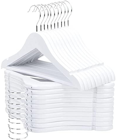 FairyHaus Kids Wooden Hangers 20 Pack, 12.8 Inch White Solid Baby Wood Hangers for Closet, Anti-Rust 360 Swivel Hook, Notches & Smooth Finish, Durable & Strong for Children's Clothes