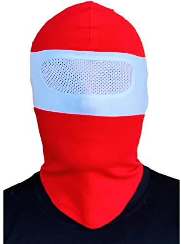 PG Wear Sturmhaube Streifen und Uni viele Farben (rot/weiß mit Netz), S-M