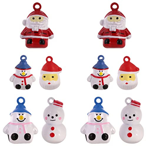 GANAZONO 10stücke Weihnachtsglocken Weihnachtsbaum Dekorationen Niedliche Schneemann Und Weihnachtsmann Anhänger Für DIY Weihnachtsbaum Schmuck Für Festliche Atmosphäre