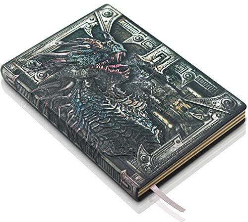DND Dungeons and Dragons Tagebuch, 3D-geprägtes Leder-Tagebuch, Drachen-Tagebuch mit liniertem Papier, cooles DND-Notizbuch, Zubehör, DND-Geschenke für Damen, Herren und Nerdy (A5, mehrfarbig)