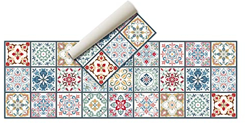 Alfombras Vinilicas para el Hogar 180 x 60 - Alfombra Vinilica Cocina Resistente y Antitropiezos - Alfombra Cocina Lavable Antideslizante para Interior/Exterior - Alfombras de Vinilo Esponjosas