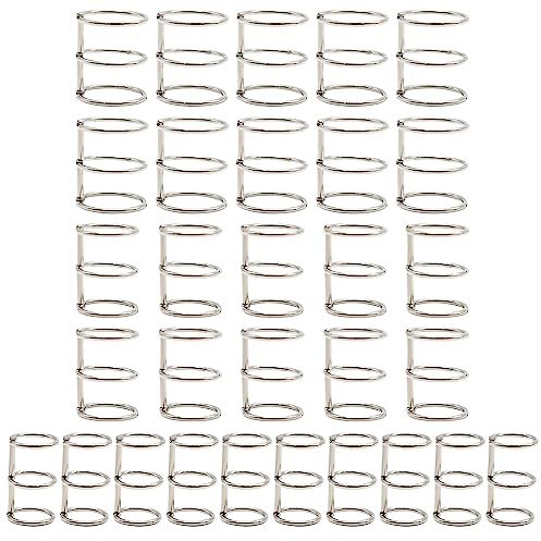 Saihisday 30 Pieces 3 Ring Metal Loose Leaf Binders 20 mm 25mm 30mm Inner Diameter Silver Book Rings Snap Split Hinged for Notebook DIY Travel Diary Photo Album