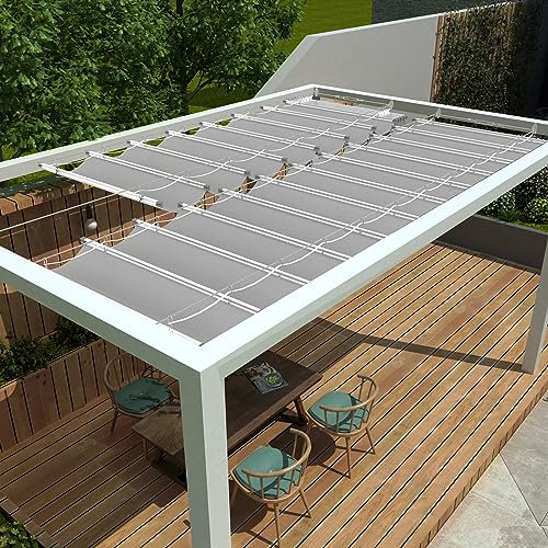 Goleray 3'x12' Retractable Pergola Canopy Replacement Shade Cover Patio Awnings, Waterproof Outdoor Sun Shade Sail with Cable Hardware for Deck Porch Garage Backyard, Light Gray