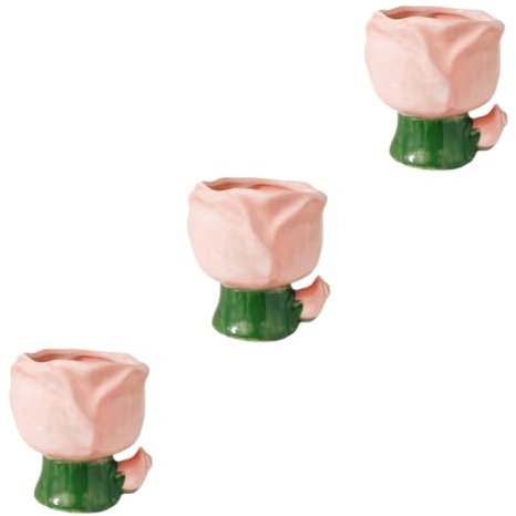 Alipis 3stücke Ceramic Makeup Brush Holder Mit Blumen-design Süßer Und Praktischer Organizer Für Kosmetikpinsel Stifte Und Kleine Accessoires Für Schminktisch Schlafzimmer Und Büro