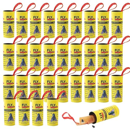 Fliegenfänger Rollen Insektenfänger,Fliegenfänger-Rollen,Fliegenfallen,Fliegenklebeband gegen Insekten wie Fliegen,Mücken und Motten,Umweltfreundlich für Innen und Außen (style2-32 Stück)