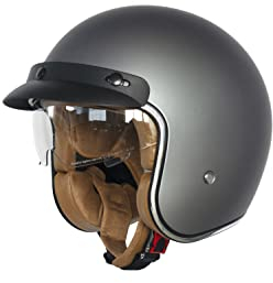 Jethelm mit Visier Motorradhelm für Moped, Scooter Vespa Motorrolle Zertifikat ECE - Silber XS