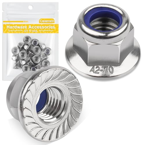 Caianwin 20 Stück Flanschmuttern M6 Muttern DIN 6926 Sechskantmuttern mit Flansch Selbstsichernde und Sperrverzahnung,Sechskant Flansch Muttern Edelstahl A2 Stopmuttern/Sicherungsmuttern