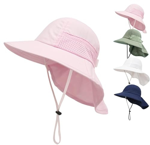YANWANG Sombrero de Sol de Verano para bebés, protección UPF 50+ Ajustable Sombreros de Playa de ala Ancha para niños, niñas y niños