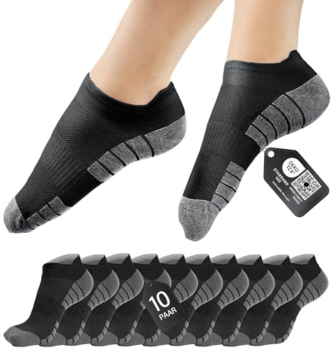 HELDENWERK sneakerstrumpor för kvinnor och män, 10 par – korta sportstrumpor med andningsbar bomull – unisex löparstrumpor set, 39-42 EU