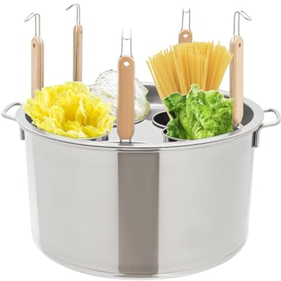 WXFKLDJ Kommerzieller Nudeltopf Mit 5 Löchern, Modernes Kommerzielles Kochwerkzeug, 39 QT Nudelkocher Aus Edelstahl Mit Einsatz, Sieb, Abtropfsieb Für Zuhause, Küche, Restaurant