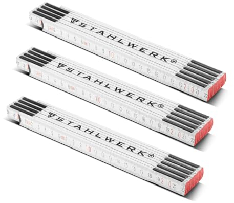 STAHLWERK Zollstock 3er Set 2 Meter präziser Holz-Gliedermaßstab | Meterstab | Maßstab | Maßband | Metermaß mit gut ablesbaren metrischen Ziffern