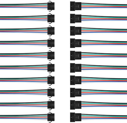 GINTOOYUN JST SM - 10 paia di cavi elettrici a 5pin, 22 AWG, maschio/femmina, cavo elettrico per strisce LED, fanali del telaio, giocattolo RC, ecc (6,02 pollici)