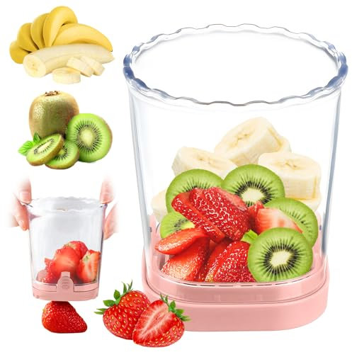 Cortador de frutas, cortador de frutas desmontable, cortador de frutas de acero inoxidable, cortador de huevos de velocidad, cortador de fresas para cortar verduras, utensilio de cocina (rosa)