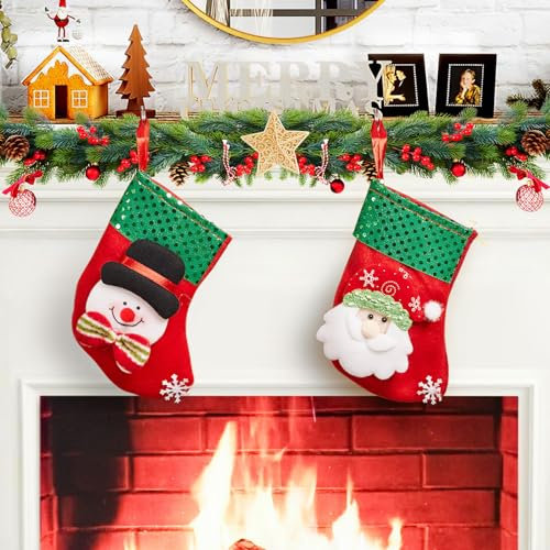 Calze Befana Vuote Piccole Set di 2, Calze Natalizie da Appendere Personalizzate Calza della Befana Vuota Personalizzata, Calze di Natale da Appendere al Camino Decorazioni Natalizie per la Casa