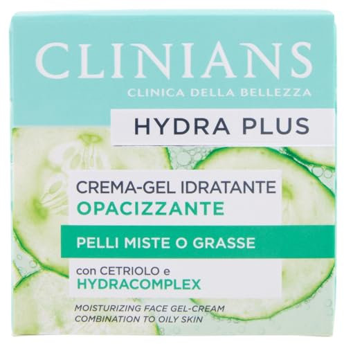 CLINIANS | Hydra Plus Crema Viso Idratante Opacizzante, Dermatologicamente Testato, Made in Italy, 50 ml