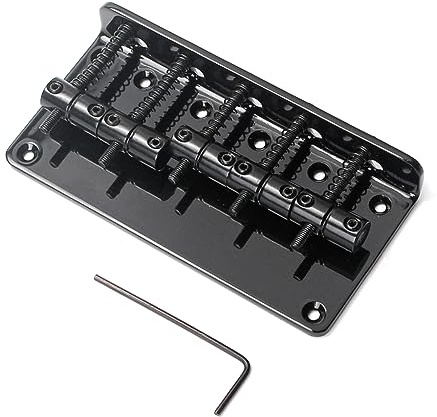 Ga1023 5-saitige Gitarrenbrücke aus Metall, Schwarz, 1 Satz | Sattelbrücke mit Zugplatte, Vintage Look, für Gitarre und Ukulele, Schnell Montierbar