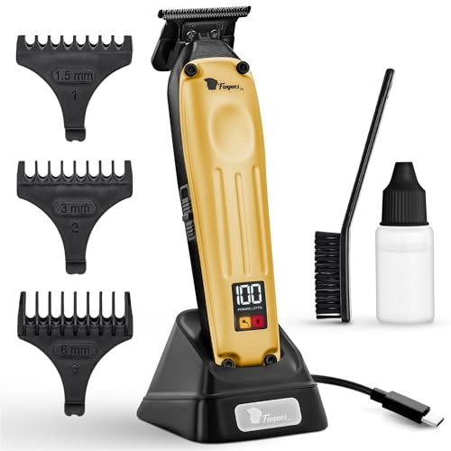 Fagaci Hårtrimmer T-Blad Sladdlös, Uppladdningsbar Skäggtrimmer för Män | Borstlös motor, Keramiska/DLC-blad, Trimmer utan mellanrum, 3x längre livslängd, 5x längre skärpa