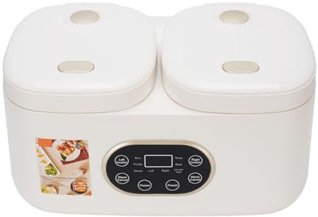 Cooker a Cottura e Riso Lento, Pentola di Cottura Multifunzionale a Doppio Piatto con Funzione Timer, Coperchio a Pop up, Server Buffet di Pentola Riso per la Raccolta delle