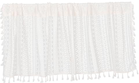 Ciieeo Cenefa para Ventana De Cocina Corta De Encaje Calado, Estilo Bohemio Rústico, Color Café, Diseño Transparente con Ganchillo, Protección contra Luz y Grasa, para Armarios y Puertas
