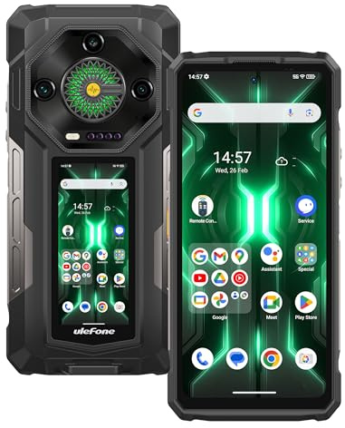 Ulefone Armor 33 Pro 5G Rugged Smartphone, 25500mAh 66W, 32GB+512GB/2TB TF, 6.95+3.4 Dual Screen, 64MP Night Vision, 118dB Speaker, Infinite Halo, 3-Card Slot NFC Android Mobile Phones Unlocked