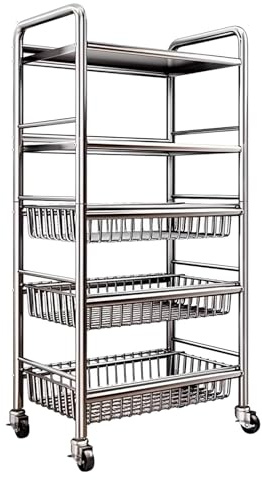 Simple Style Etagere Rack - Kitchen Living Room & Balcony Storage Silver 58x37.5x137cm - Versatile Furniture for Modern Home Décor