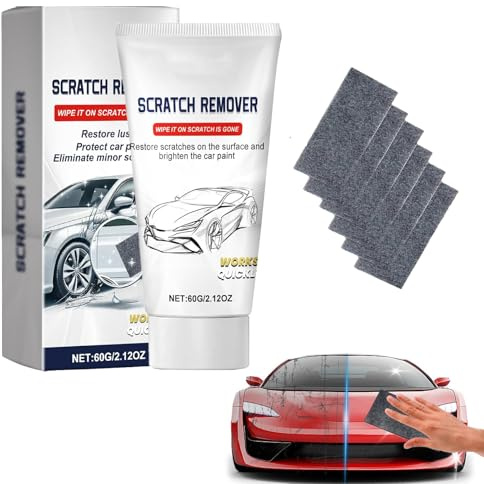 Kit Rimozione Graffi Auto, 2025 Kit Riparazione Carrozzeria con 6x Panni Nano + Pasta Lucidante 60g, Eliminazione Graffi Auto per Vernice e Superfici Varie
