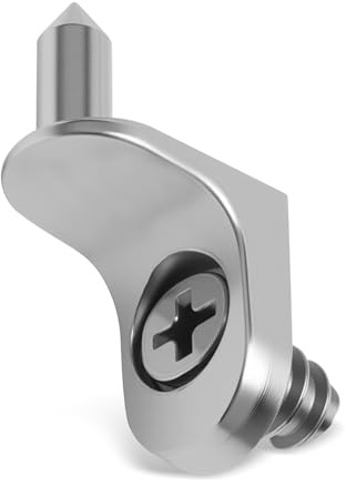 KQDRAVINE Set di 20 Reggipiano per Mobili con Perni e Viti, Supporti per Mensole, Supporti di Sicurezza per Mensole da 5 mm, Reggi Mensola Armadio, Supporti per Mensole in Zama Nichelata