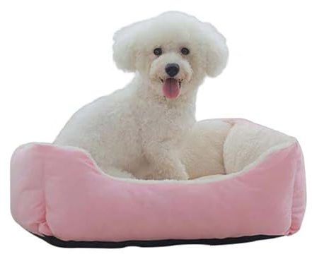 Waigg Kii Lit orthopédique lavable pour chien et chat de grande taille - Coussin rectangulaire doux et apaisant pour chiens et chats de taille moyenne (rose, 66 x 55 cm)