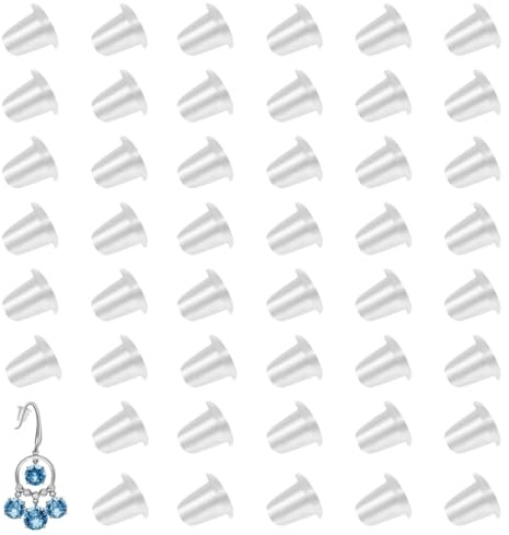 YIPFEN 500 unidades de topes de silicona para pendientes cierres para mujer (4 x 4 mm) (Transparente)