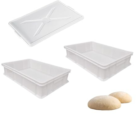 OPIROS Set 2 Contenitori Portaimpasto 1 Coperchio mod. Bakery cm.60x40x10 Cassette Lievitazione Per Alimenti Impilabili Made In Italy