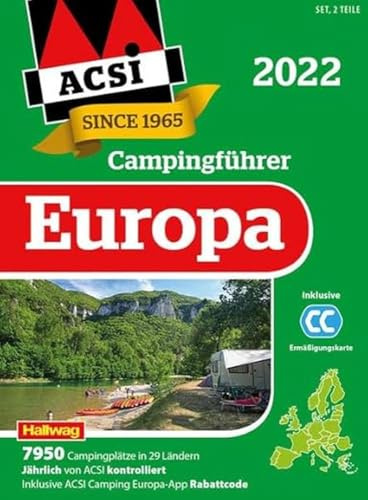ACSI Campingführer Europa 2022: in 2 Bänden inkl. ACSI CampingCard Ermässigungskarte und ACSI Camping Europa-App Rabattcode (Coverdesign variiert) (Hallwag ACSI Campingführer)