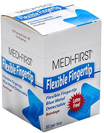 Medique Products Metal Detectable Bandages, Woven Fingertip, Blue, 50-Per Box
