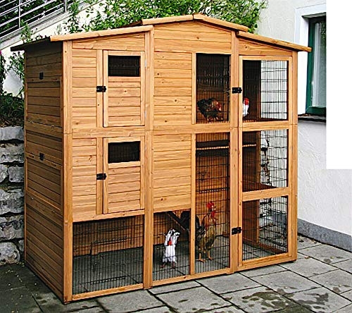 Kerbl Hobbyfarming Hühnerhaus mit Mehreren Etagen | 222 × 115 × 200 cm, mit sechs Türen, sechs Legenestern und wetterfestem Dach für eine geschützte Hühnerhaltung