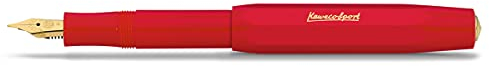 Kaweco CLASSIC SPORT Füllhalter Red mit vergoldeter Edelstahlfeder und Iridiumspitze für Tintenpatronen I Füllfederhalter 13 cm I Füller in Rot I Federbreite: B (Breit)