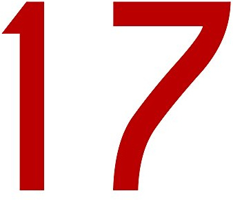 Zahl 17 in rot, 30 cm großer Sticker, wetterfeste Klebezahl | Selbstklebende Klebefolie für Hausnummern an Tür, Tor, Garage, Schaufenster und allen glatten Oberflächen
