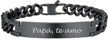 PROSTEEL Herren Armband Personalisiert Panzerkette Name Gravur Identarmband Armband Armkette 19/21/23 cm lang Edelstahl/18k vergoldet/schwarz Metall plattiert