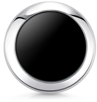MATERIA Damen Kettenanhänger Onyx schwarz rund - 925 Silber Anhänger schwarzer Stein groß mit Kette inkl. Etui - KA-431