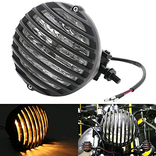 NATGIC Harley Phares de Moto 5.5 In les Phares de Moto Universels Avec Calandre Lumières Halogènes à Coque Noire 12V 55W